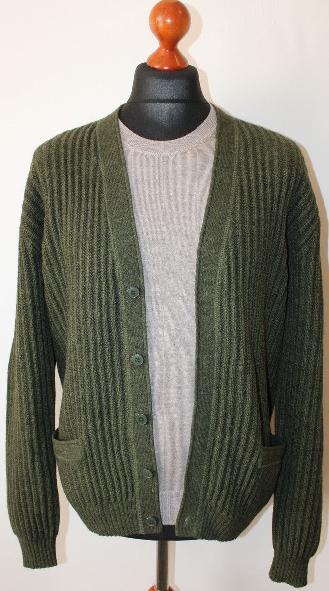 Vintage Saint Laurent Men's Green Cardigan