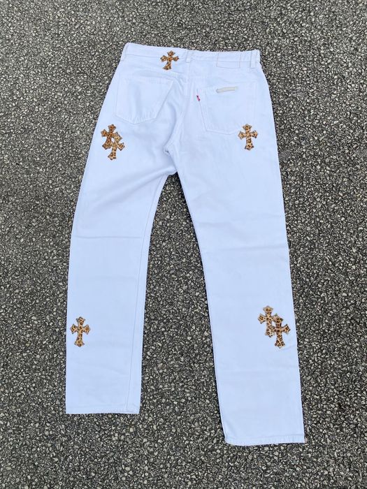 Chrome Hearts White / Cheetah Cross Patch Denim Jeans Size US 31 - 2 Preview