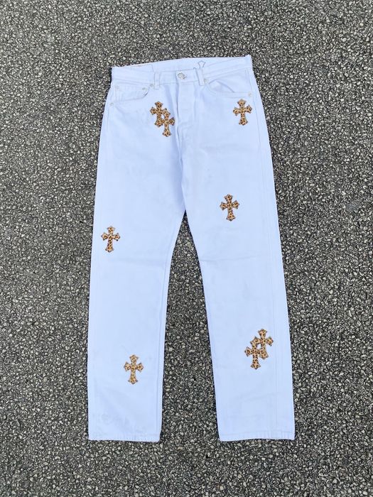 Chrome Hearts White / Cheetah Cross Patch Denim Jeans Size US 31 - 1 Preview