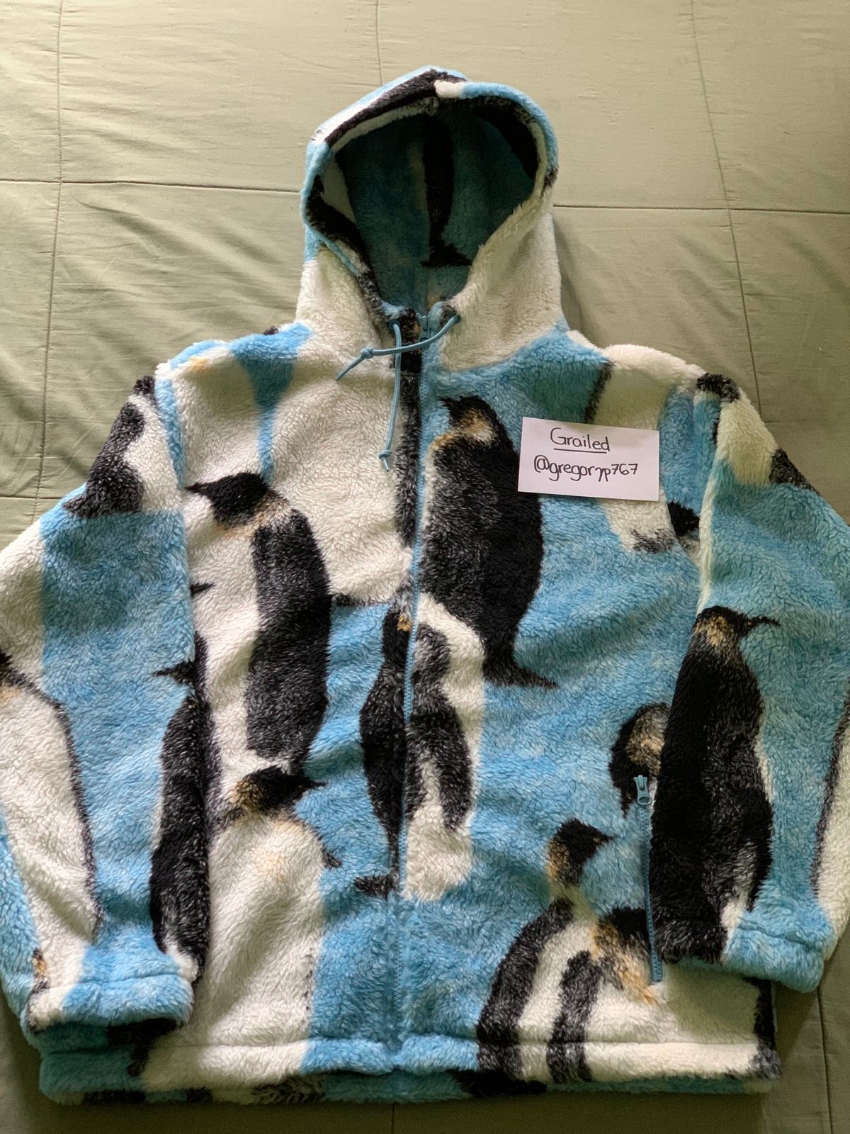 Supreme Supreme Penguins Hooded Fleece Jacket Blue Size L (IN HAND