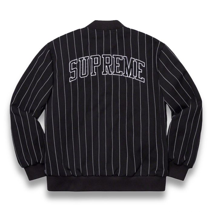 Supreme Pinstripe Varsity Jacket | Grailed