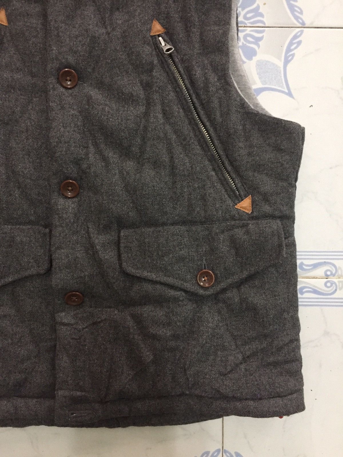Japanese Brand Simplicite Plus Vest Wool Sweater Sheep Skin Collar Lining Size US M / EU 48-50 / 2 - 2 Thumbnail