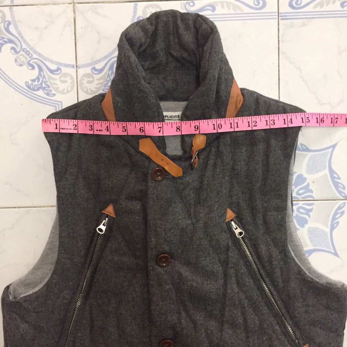 Japanese Brand Simplicite Plus Vest Wool Sweater Sheep Skin Collar Lining Size US M / EU 48-50 / 2 - 19 Thumbnail