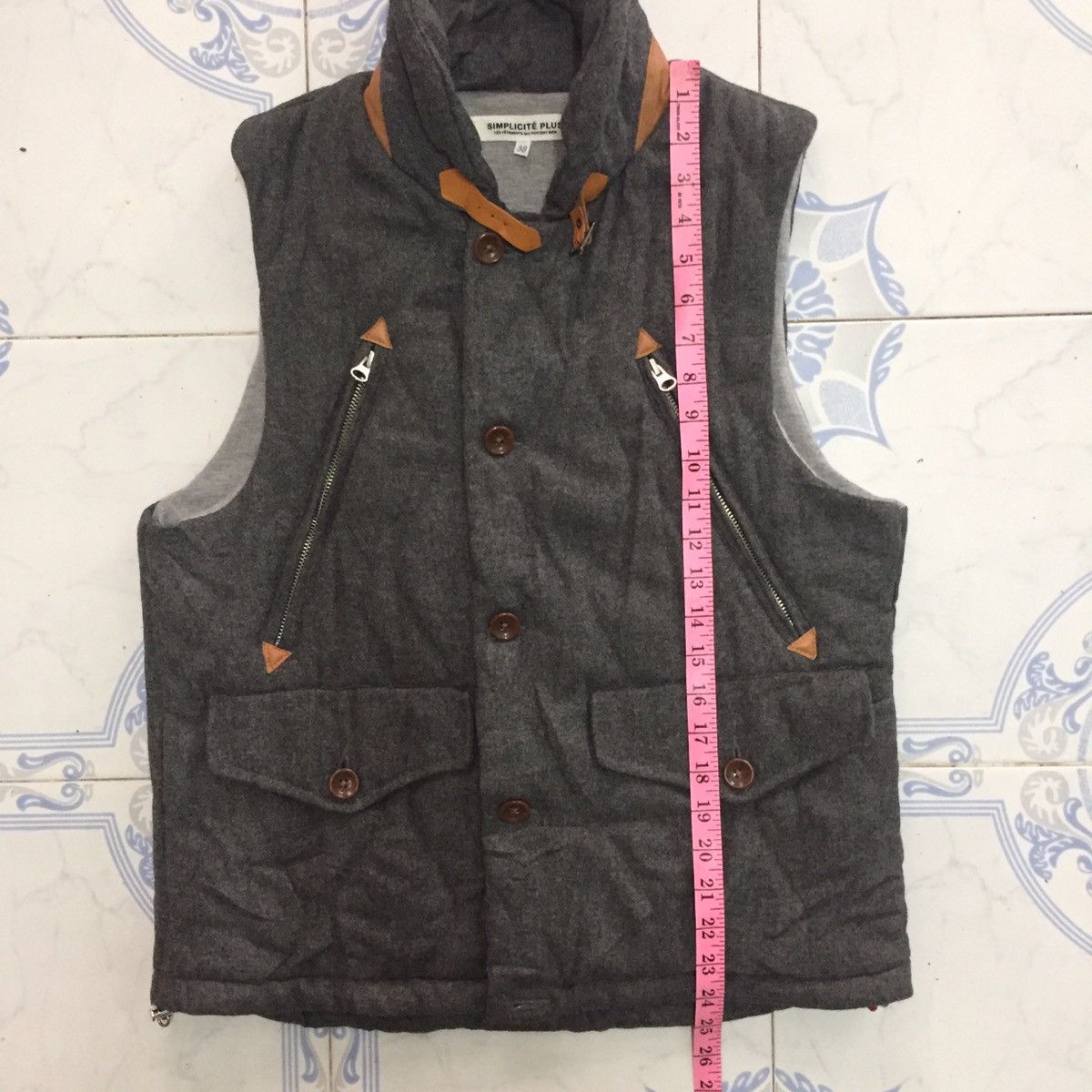 Japanese Brand Simplicite Plus Vest Wool Sweater Sheep Skin Collar Lining Size US M / EU 48-50 / 2 - 18 Thumbnail