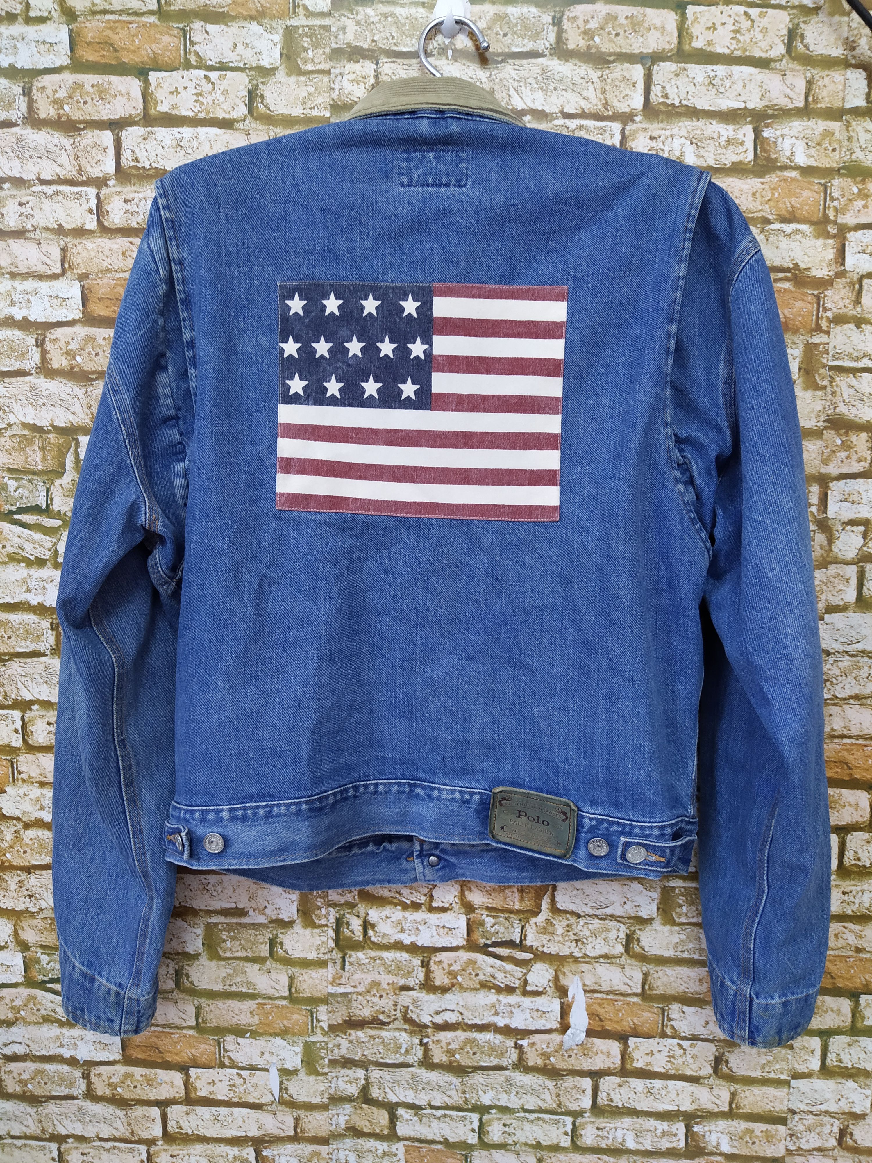 Polo Ralph Lauren × Vintage 90s POLO RALPH LAUREN FLAG DENIM JACKET (B497) Size US M / EU 48-50 / 2 - 1 Thumbnail