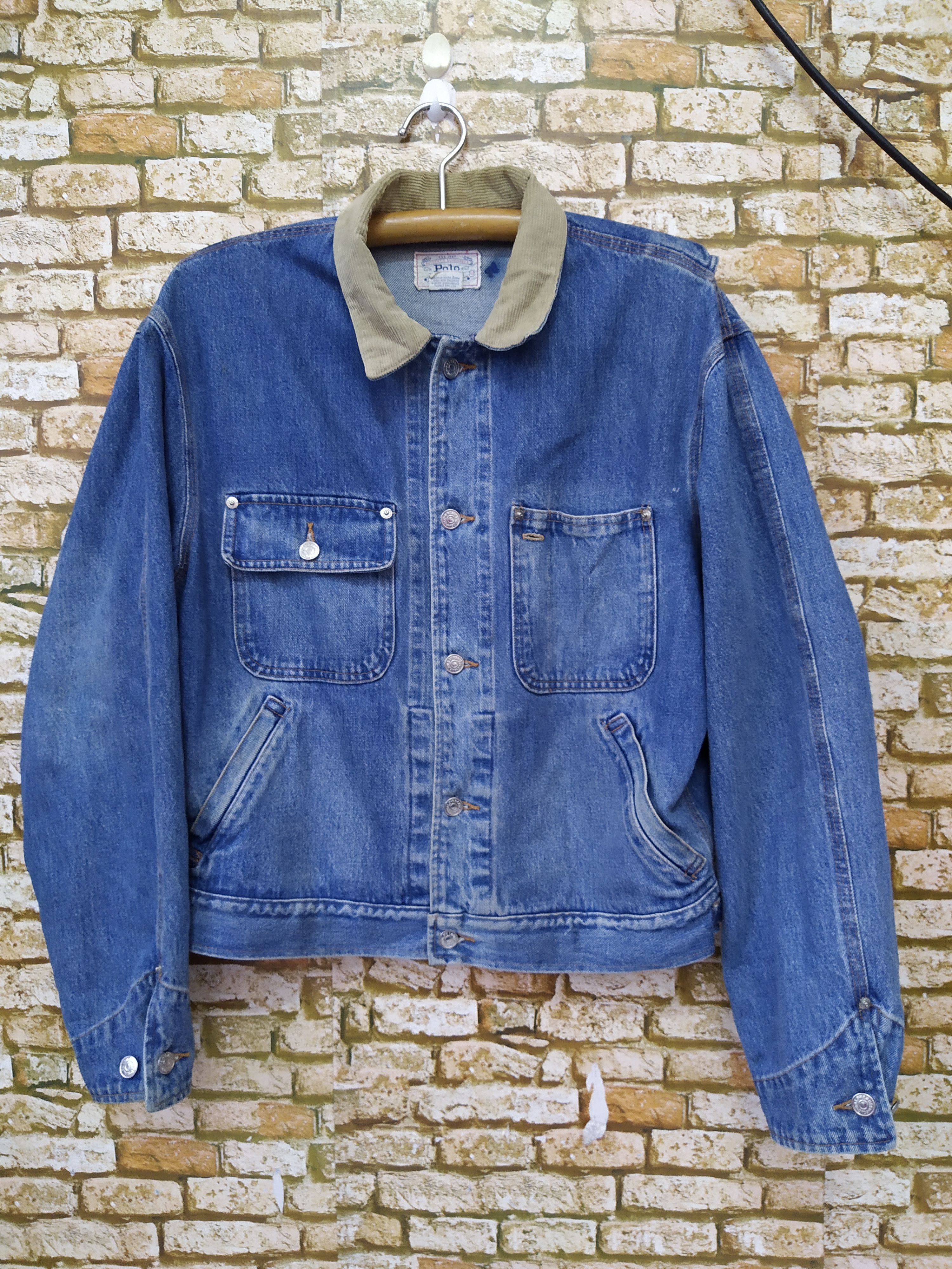 Polo Ralph Lauren × Vintage 90s POLO RALPH LAUREN FLAG DENIM JACKET (B497) Size US M / EU 48-50 / 2 - 2 Thumbnail