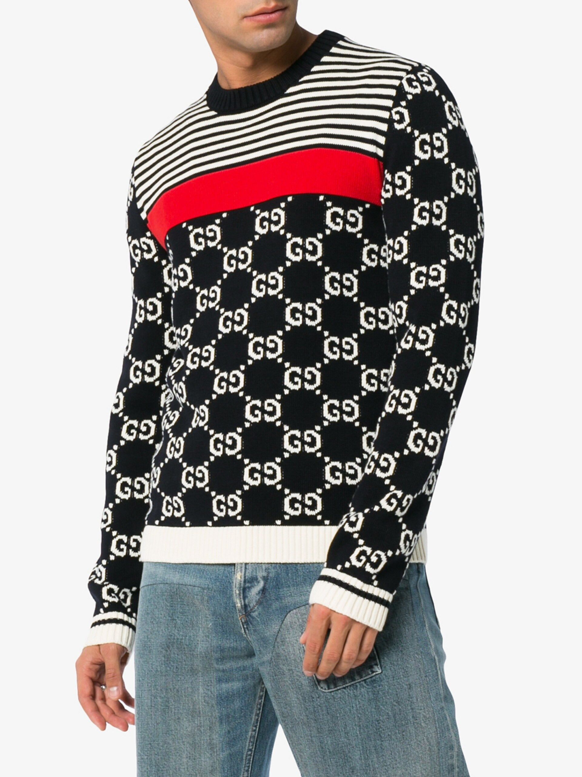 Gucci GUCCI GG AND STRIPES KNIT SWEATER Size US M / EU 48-50 / 2 - 5 Thumbnail