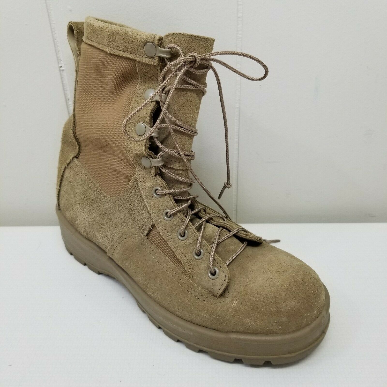 image of 8W Military Combat Boots Tan Hi Top Vibram Suede Gore Tex in Brown, Men's