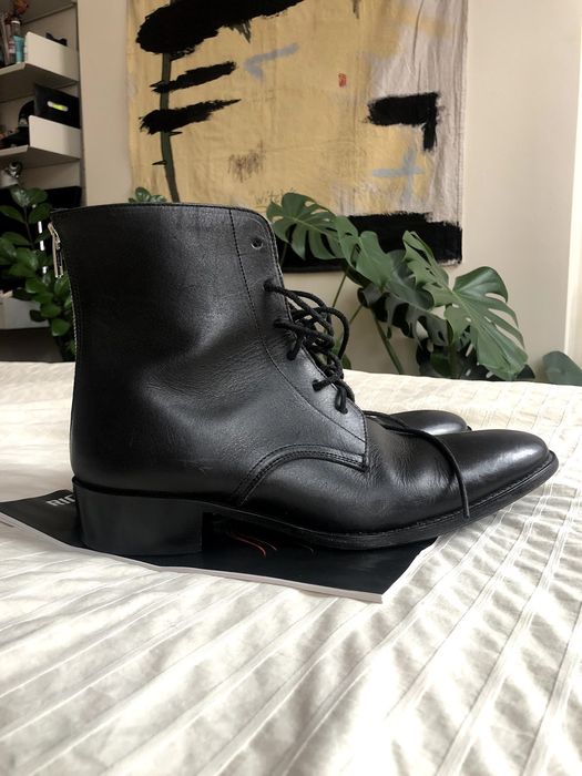 Lad Musician Rear zip black leather boots | Grailed