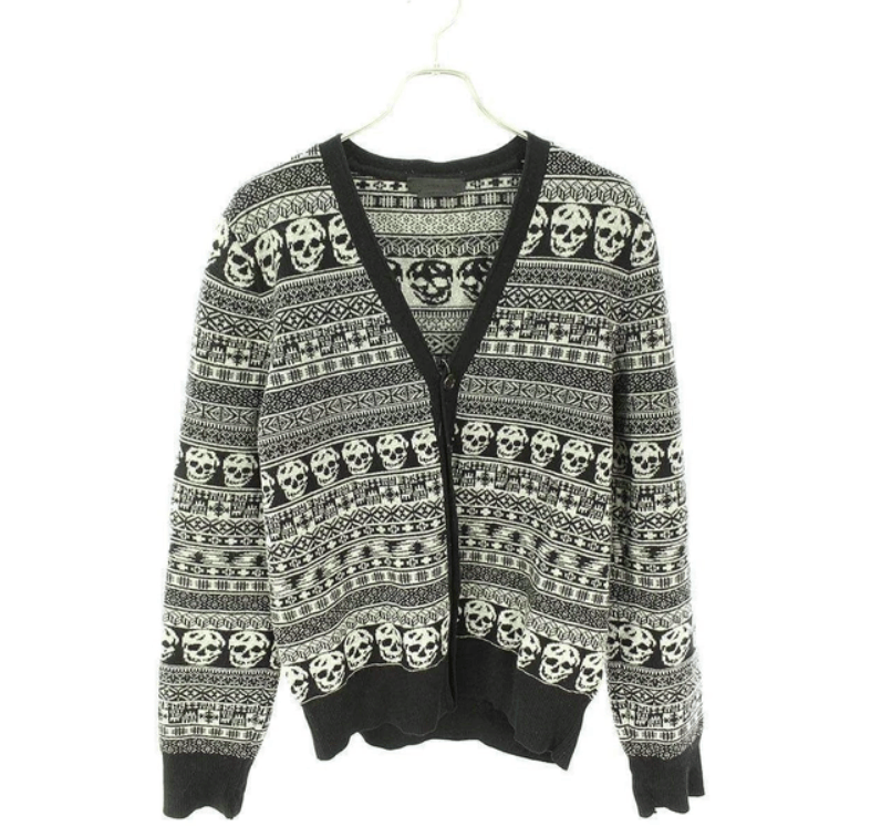 AW06 ALEXANDER MCQUEEN CAVIAR SKULL KNIT CARDIGAN