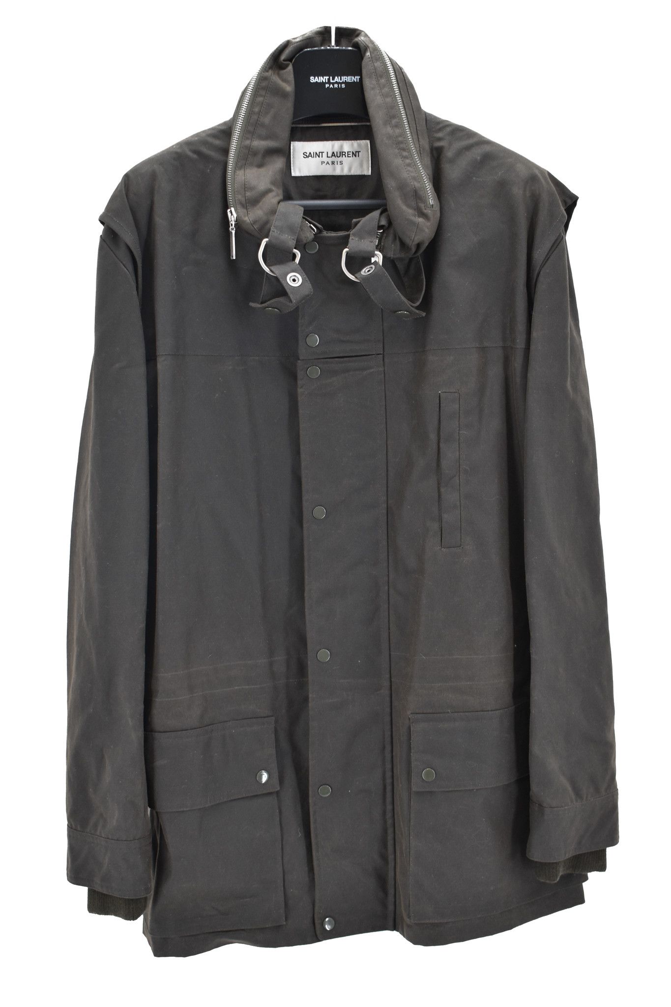 Saint Laurent Paris Saint Laurent Parka Military Green Waxed Cotton ...