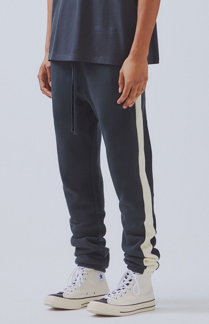 Fear of God FOG Essentials Black Side Stripe Sweatpants Size Large | Grailed