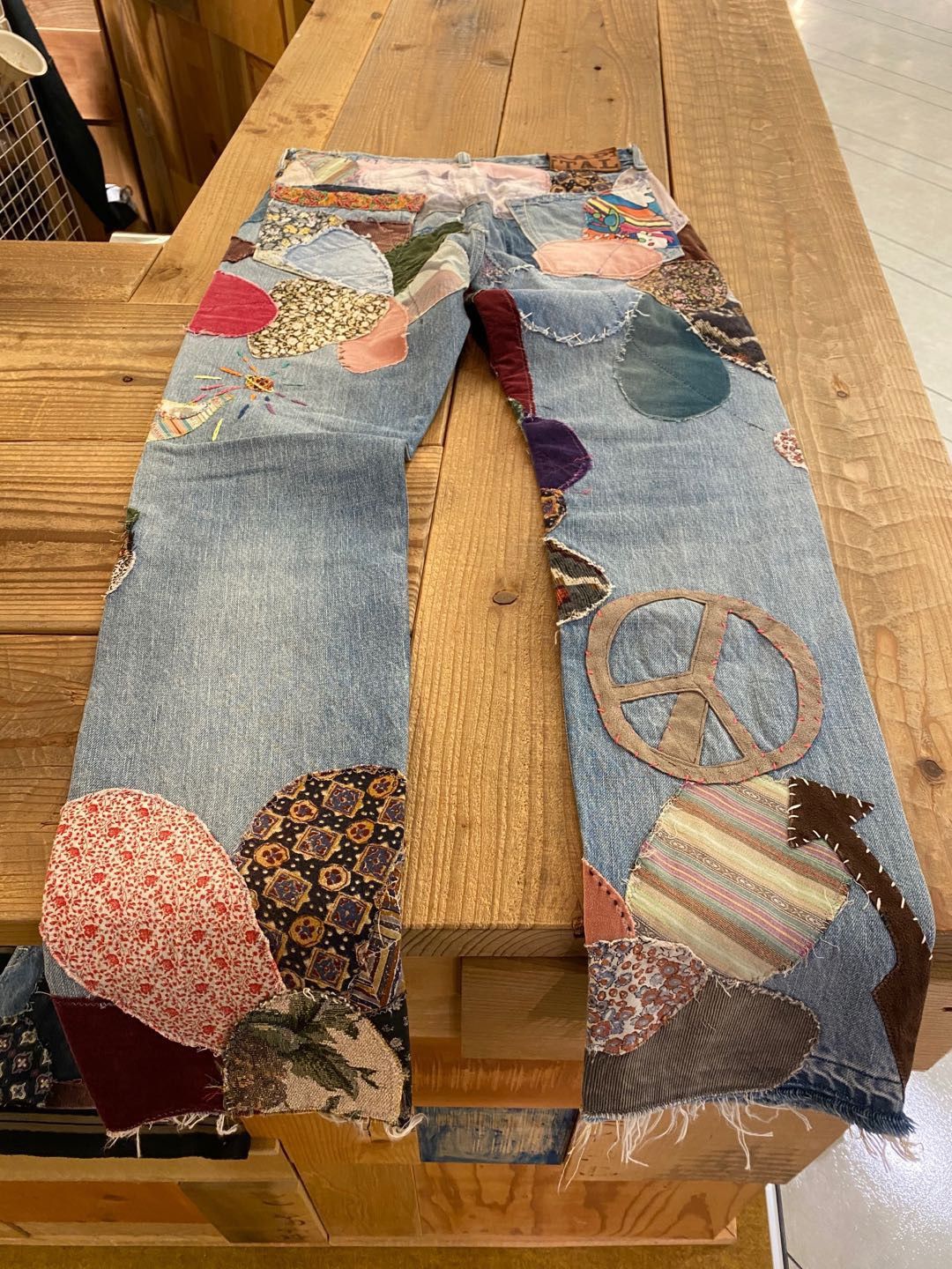 Jeans Kapital Kountry Smile Patchwork - Taille 34 (M) - Denim Bleu Patchwork - Occasion Très Bon état - Japon