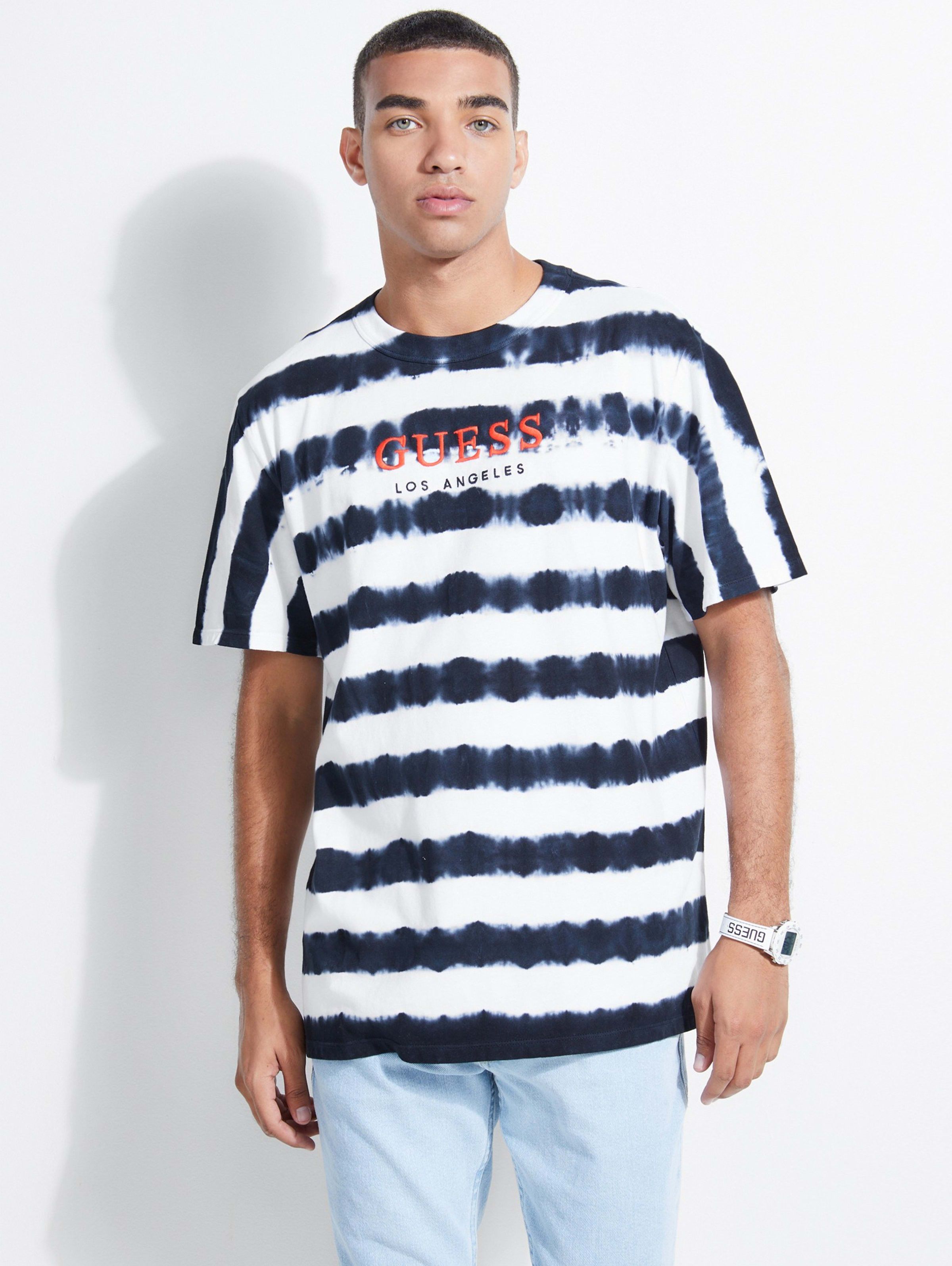 guess tie dye stripe tee