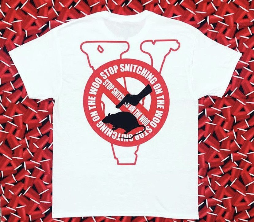 Vlone x POPSMOKE stop snitching tee red store