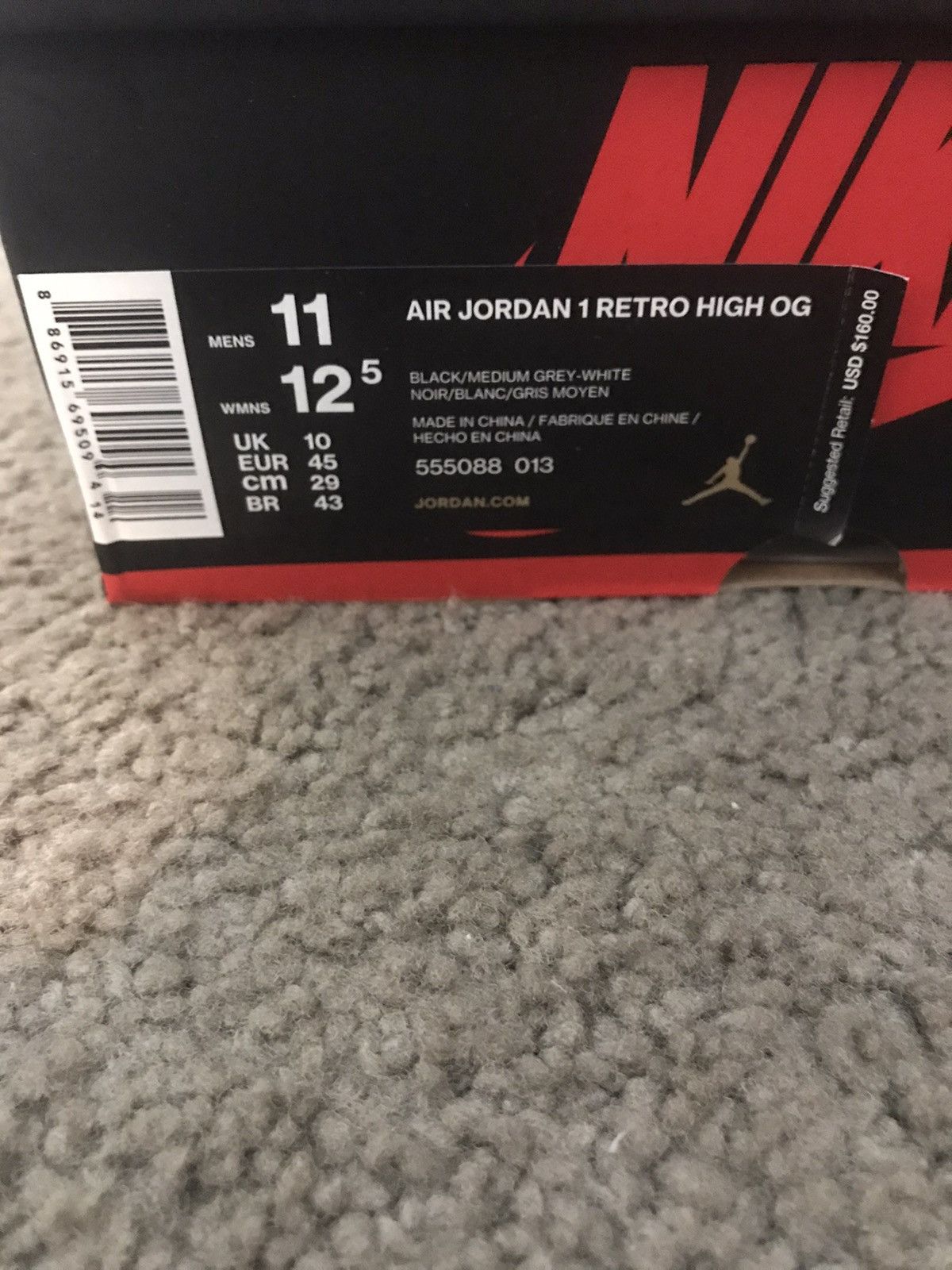 Jordan Brand Air Jordan 1 Retro High OG Shadow 2018 Size US 11 / EU 44 - 10 Thumbnail