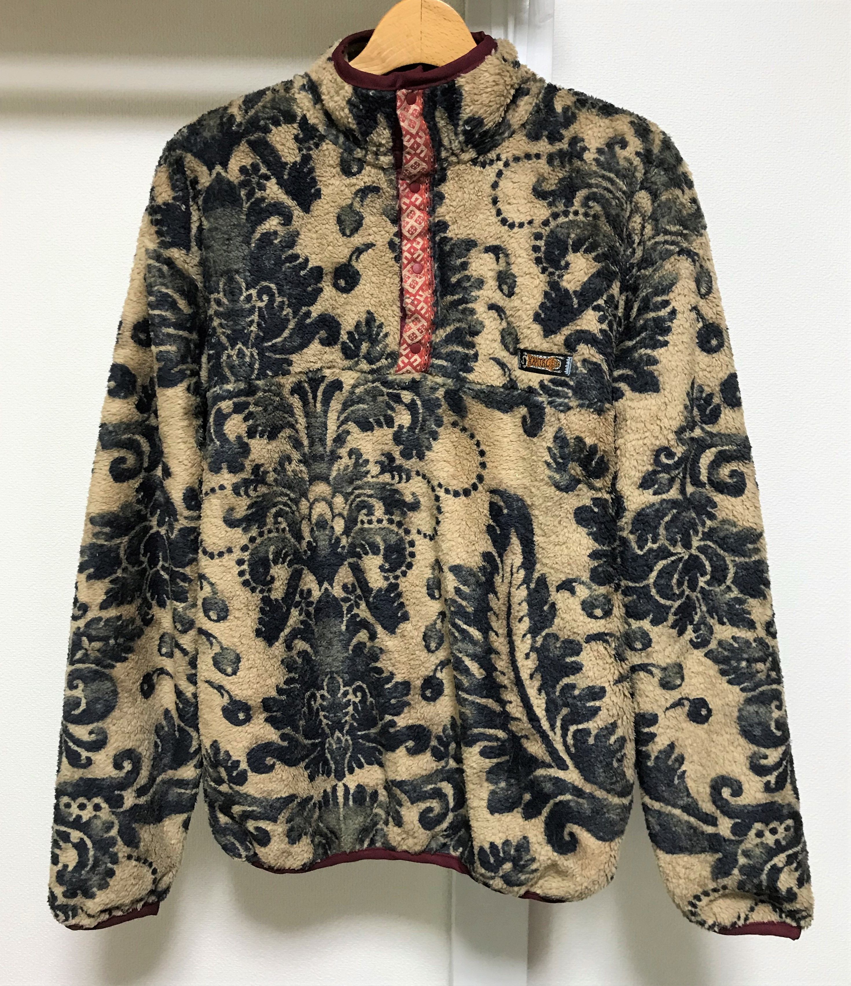 image of Kapital Damask Light Fleece Blouson Beige Snap T Pullover S, Men's (Size Small)