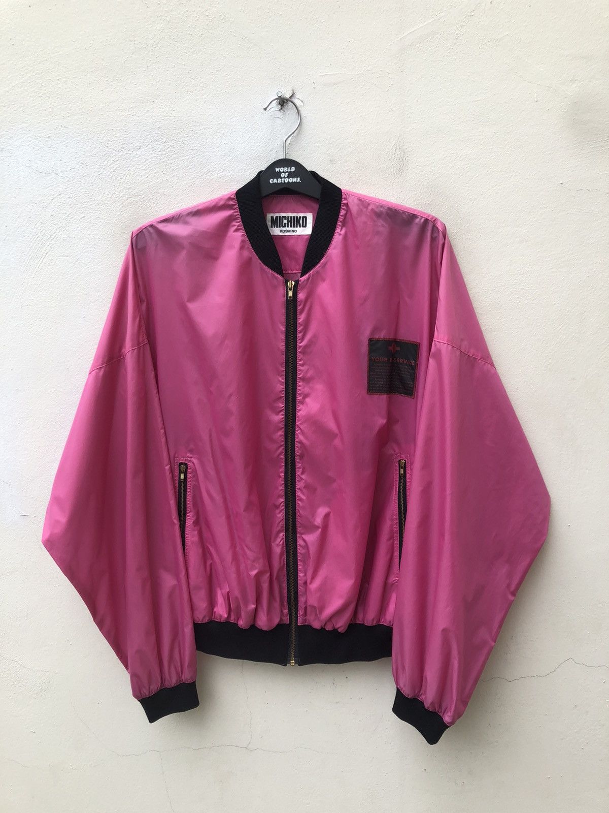 Michiko Koshino 80s Michiko Koshino London Spell Out Light Nylon Bomber Size US XL / EU 56 / 4 - 5 Thumbnail