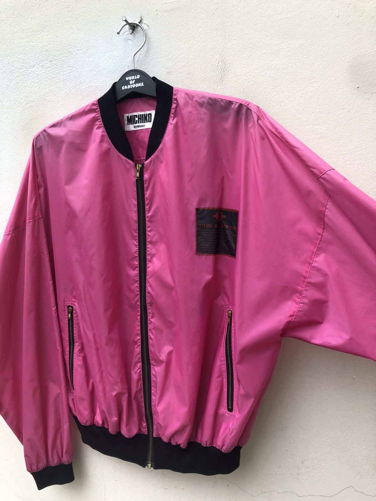 Michiko Koshino 80s Michiko Koshino London Spell Out Light Nylon Bomber Size US XL / EU 56 / 4 - 6 Thumbnail