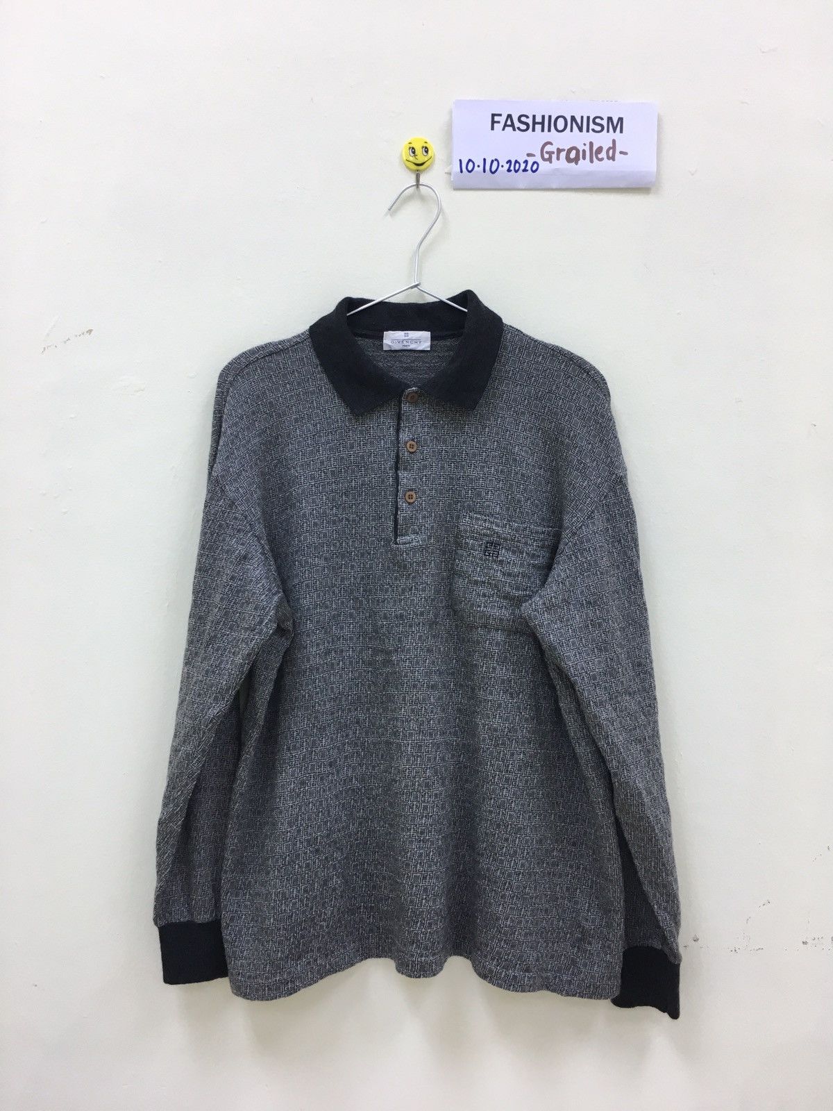 Givenchy fullprint wool longsleeve polos