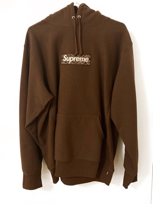 Supreme Bandana Box Logo Hooded Sweatshirt 'Dark Brown' | Men's Size XL