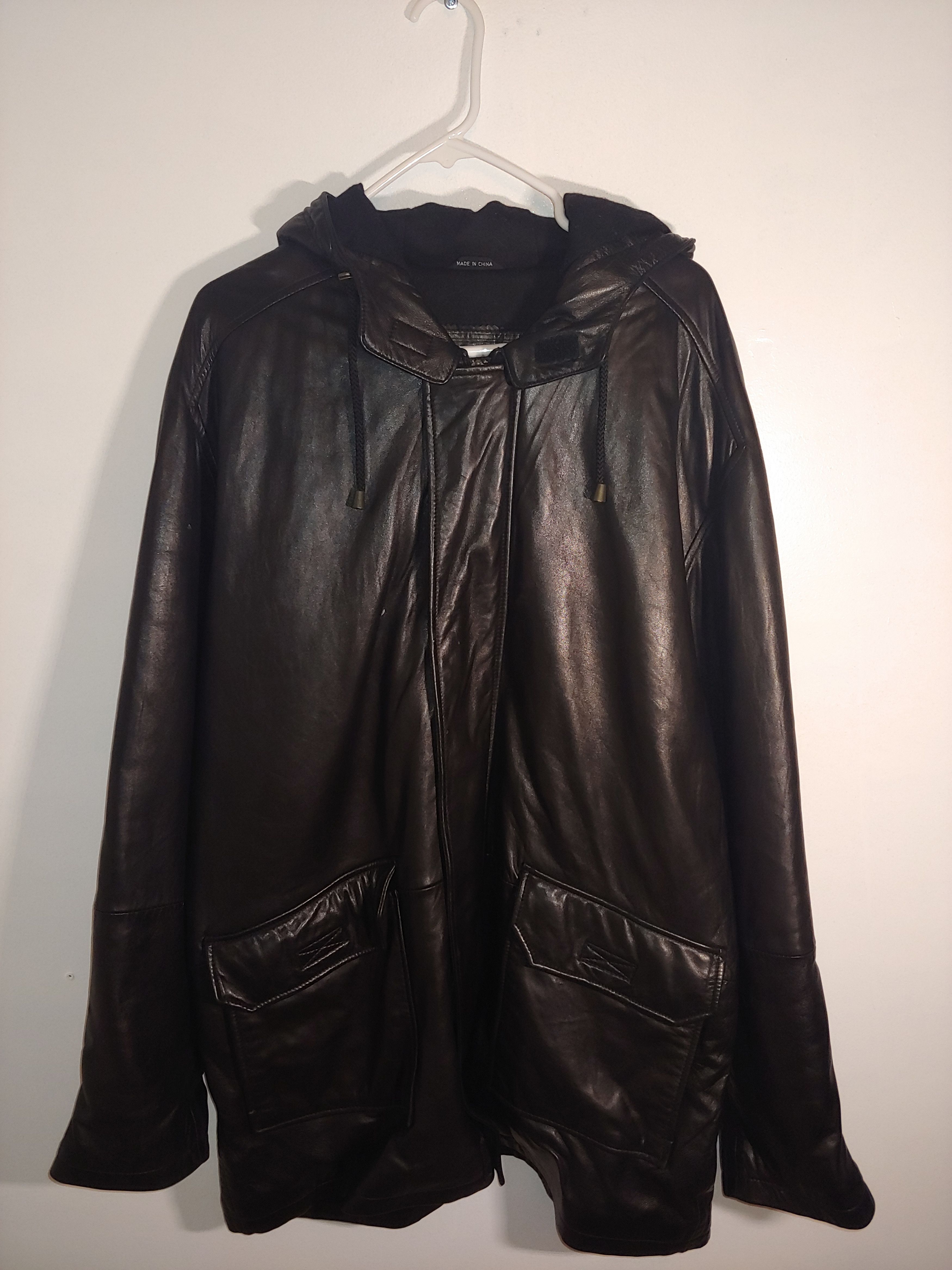 BUGATCHI Bugatchi UOMO Hooded Leather Jacket Size US XXL / EU 58 / 5 - 1 Thumbnail