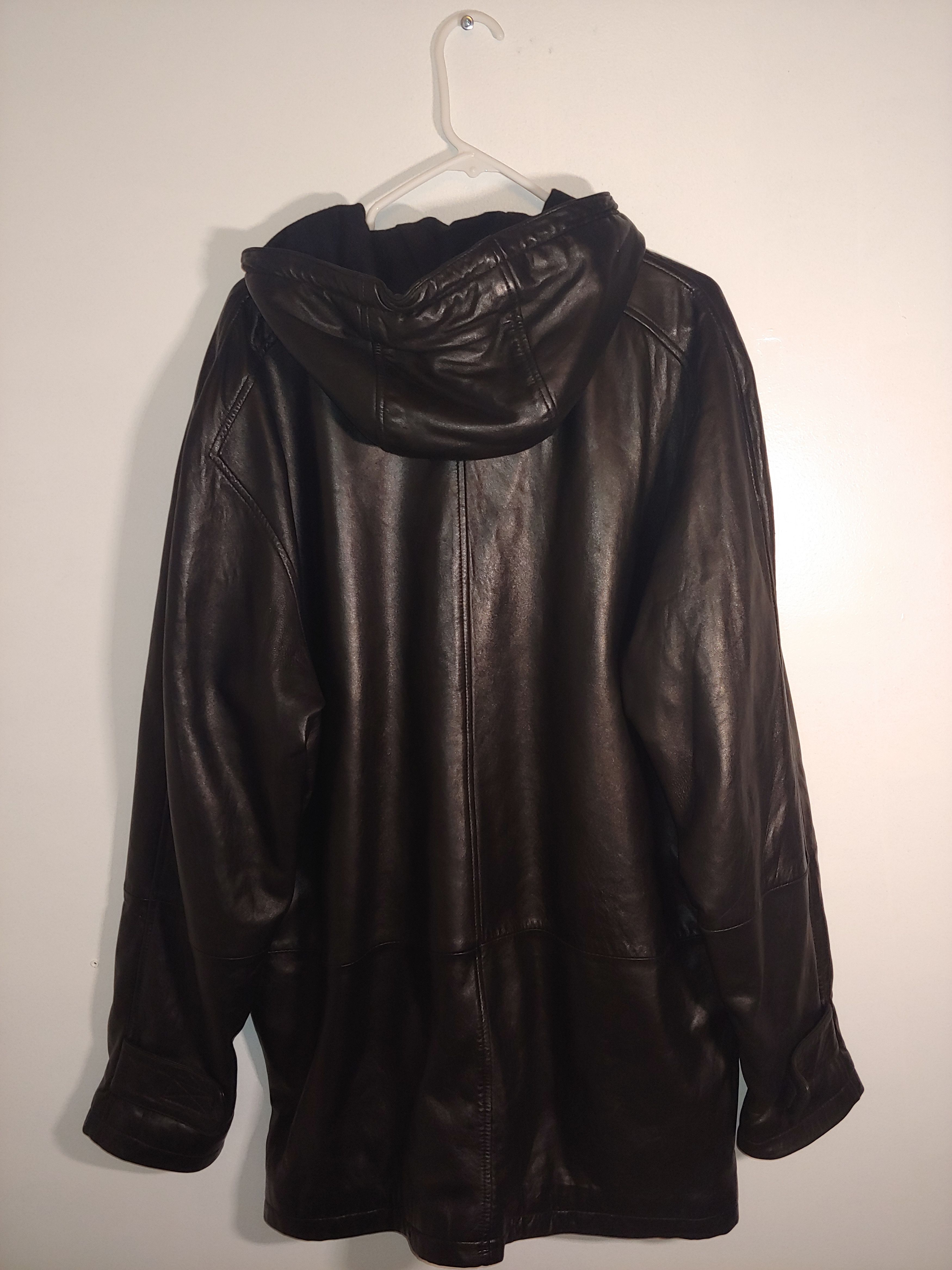 BUGATCHI Bugatchi UOMO Hooded Leather Jacket Size US XXL / EU 58 / 5 - 2 Thumbnail
