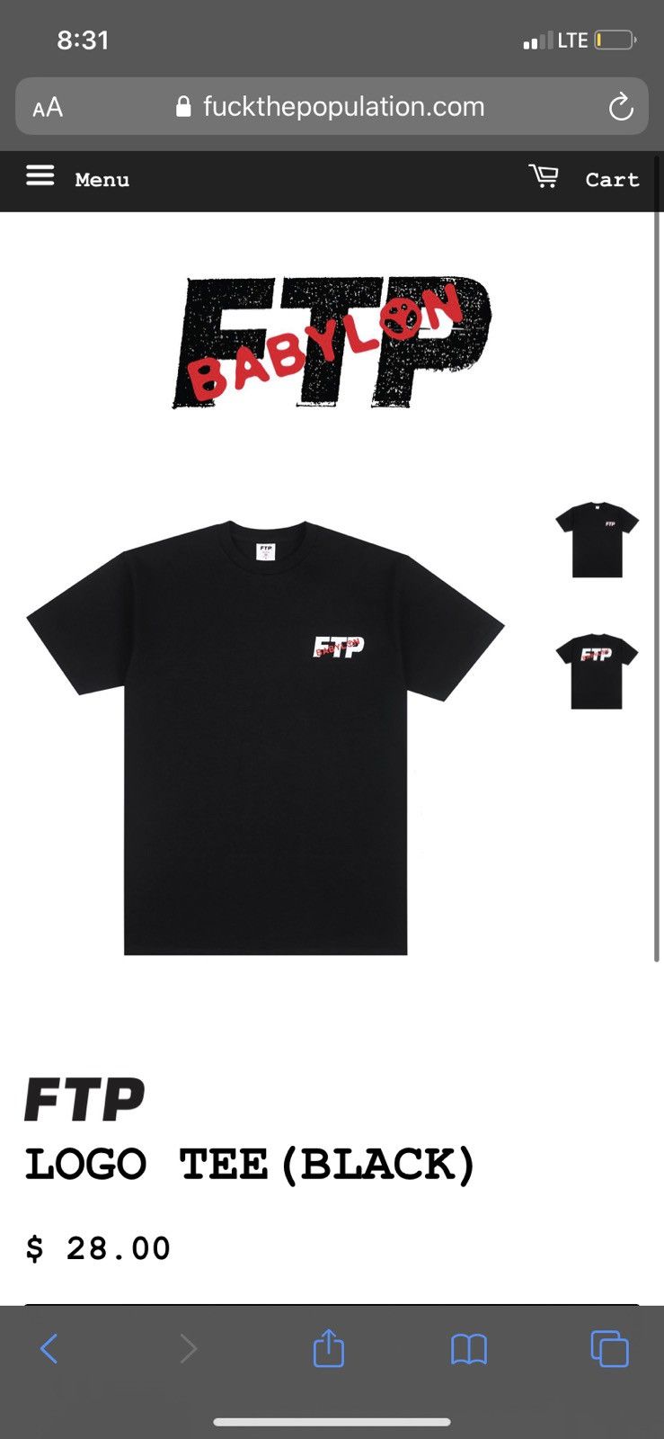 Babylon × Fuck The Population FTP x Babylon Logo Tee Size US L / EU 52-54 / 3 - 1 Thumbnail