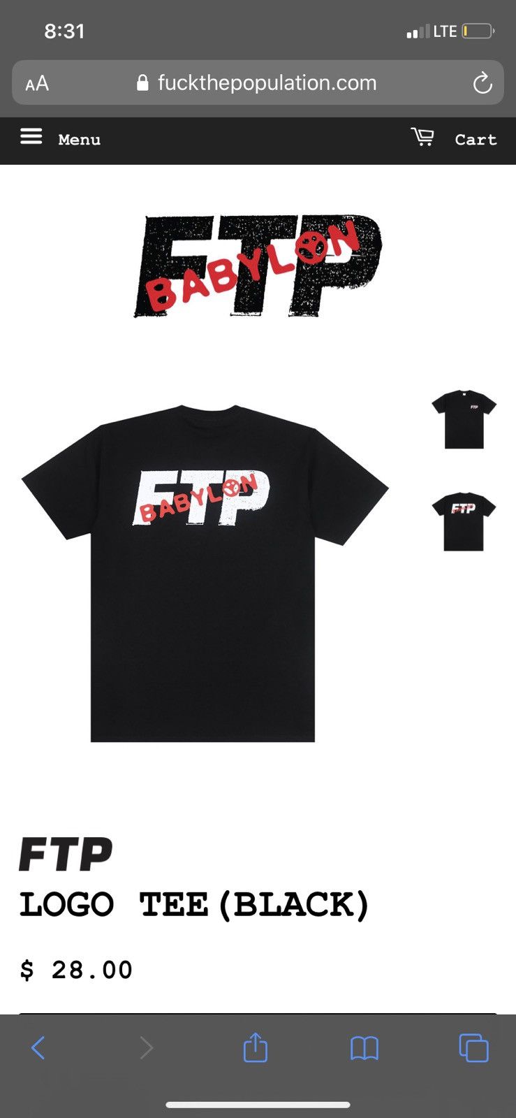 Babylon × Fuck The Population FTP x Babylon Logo Tee Size US L / EU 52-54 / 3 - 2 Thumbnail