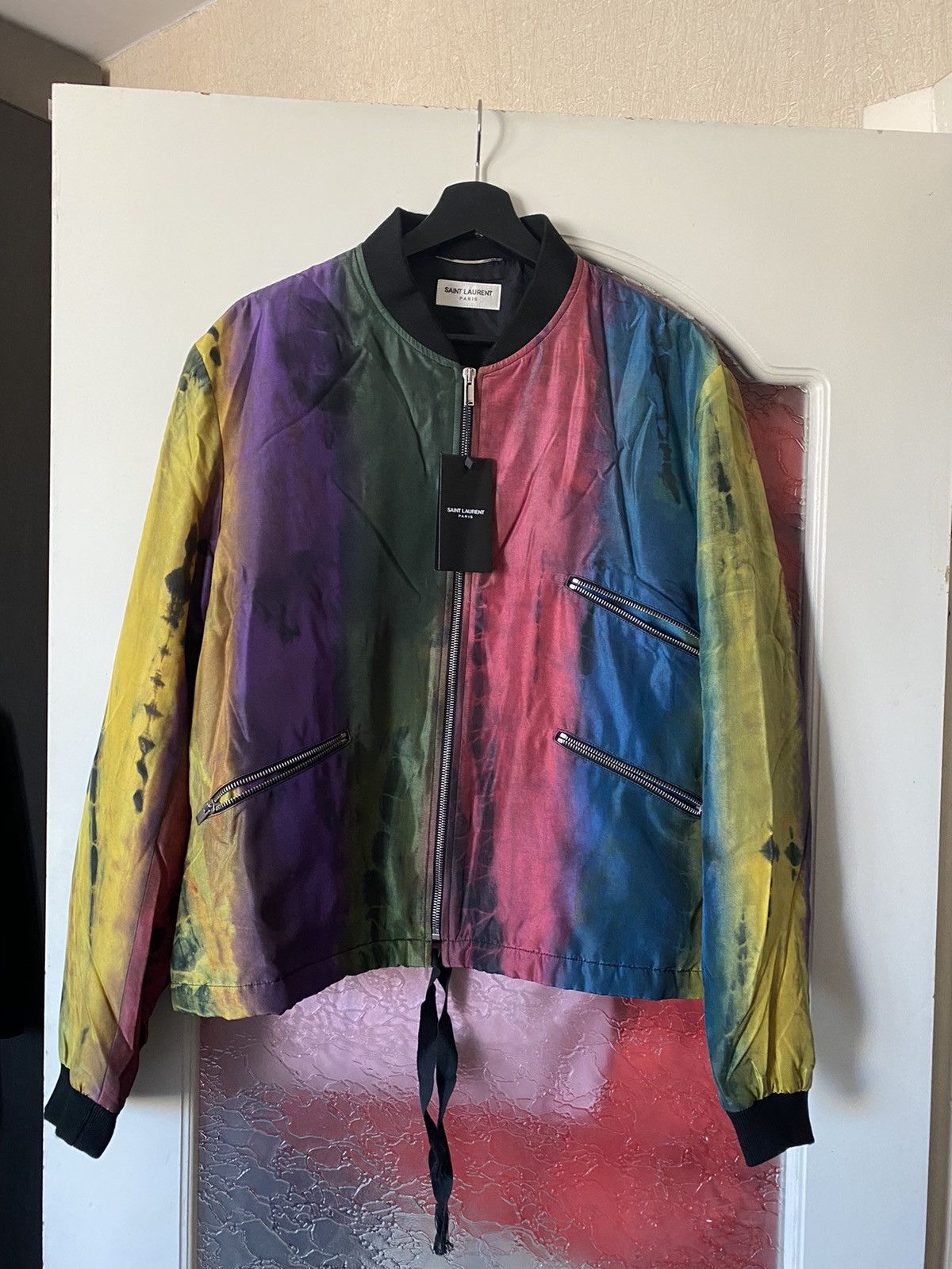 Saint Laurent Paris STEAL SS18 2600 runway tie dye varsity jacket Grailed
