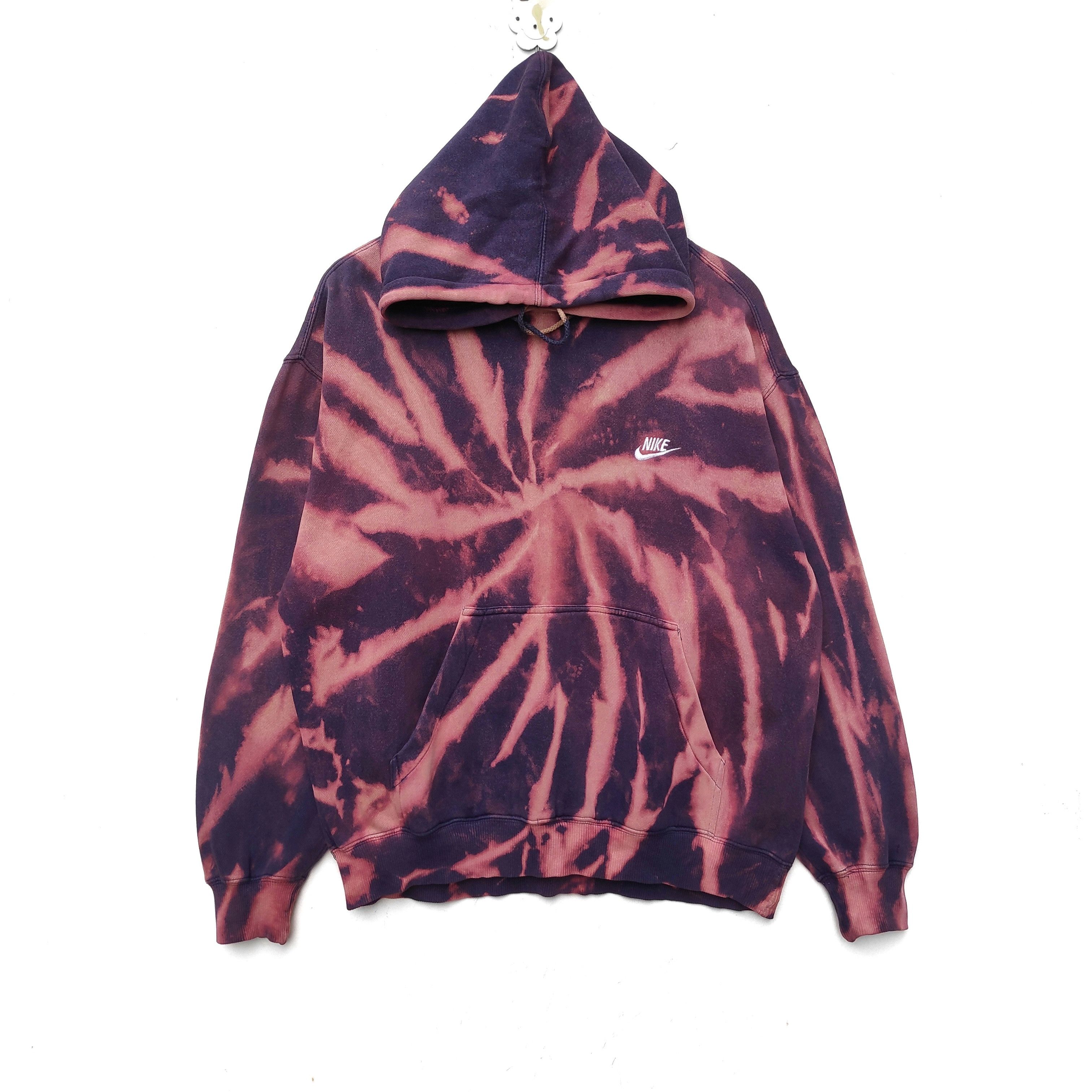 Nike × Vintage Vintage Nike Bleach Wash Tie Dye Large Size Hoodie Size US L / EU 52-54 / 3 - 1 Thumbnail