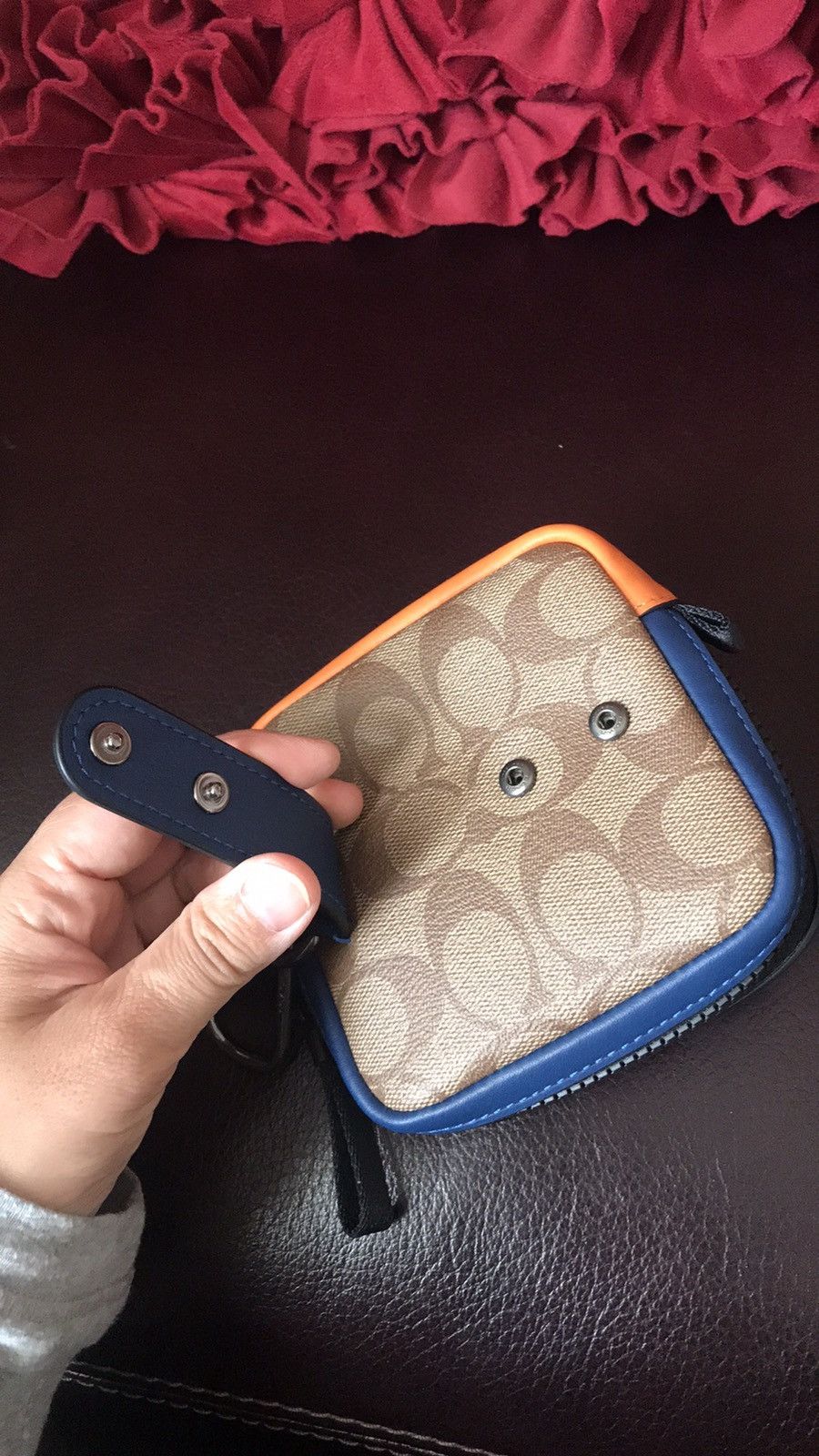 COACH Pouch in Colorblock Signature Canvas with Coach Patch