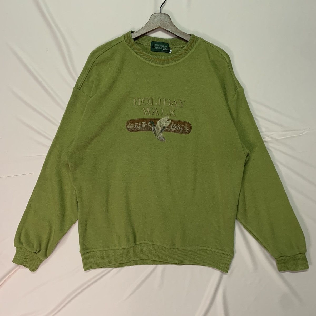 Vintage Holiday Walk Spell Out Crewneck Sweater Large Size
