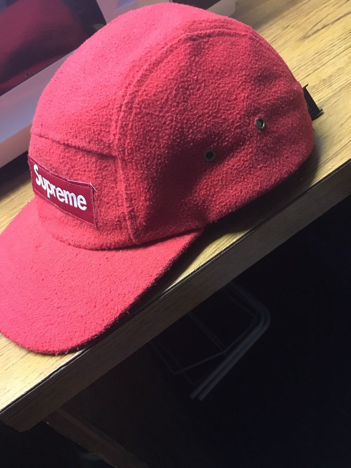 Red SUPREME wool camp cap