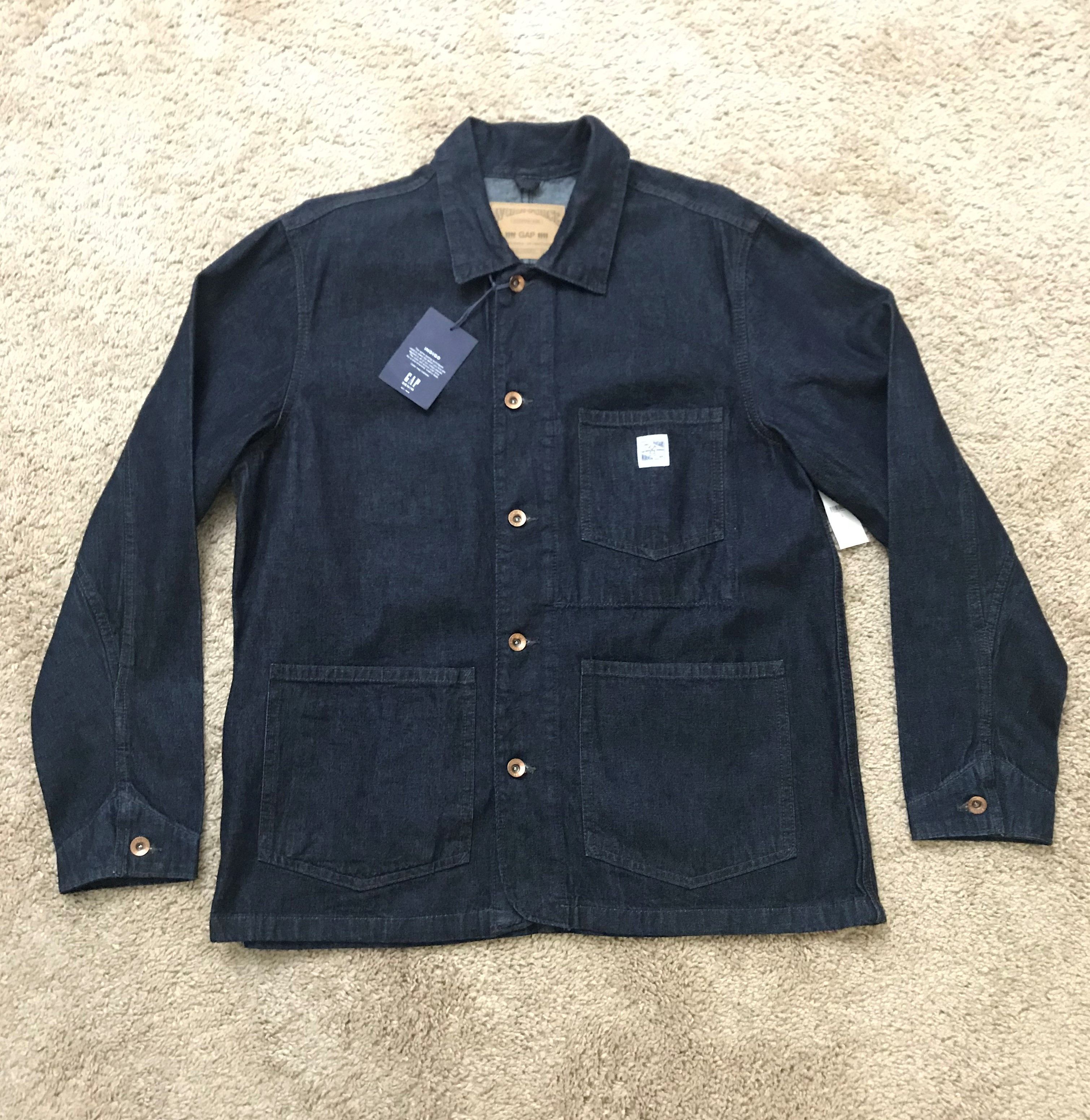 Gap Gap Denim Jeans Worker Chore Coat Jacket Large Indigo Size US L / EU 52-54 / 3 - 1 Thumbnail