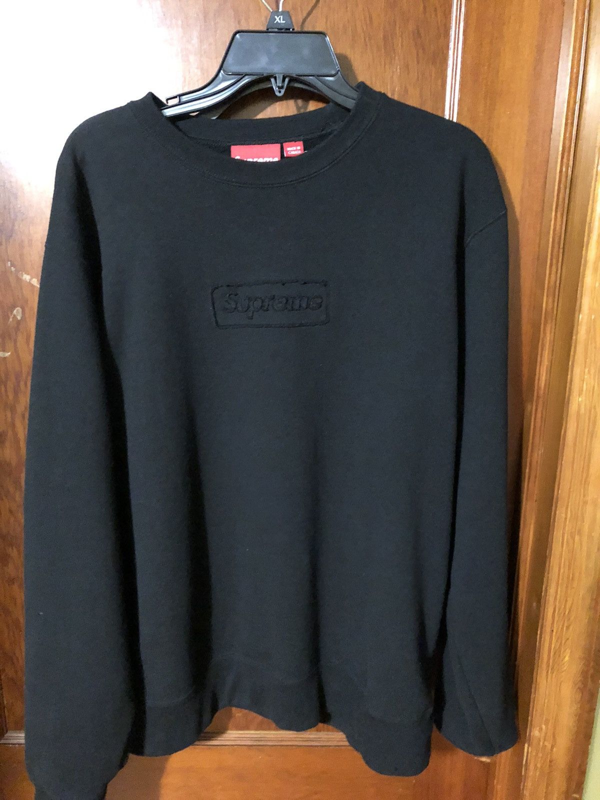 Supreme Supreme Cutout Logo Crewneck Black | Grailed 