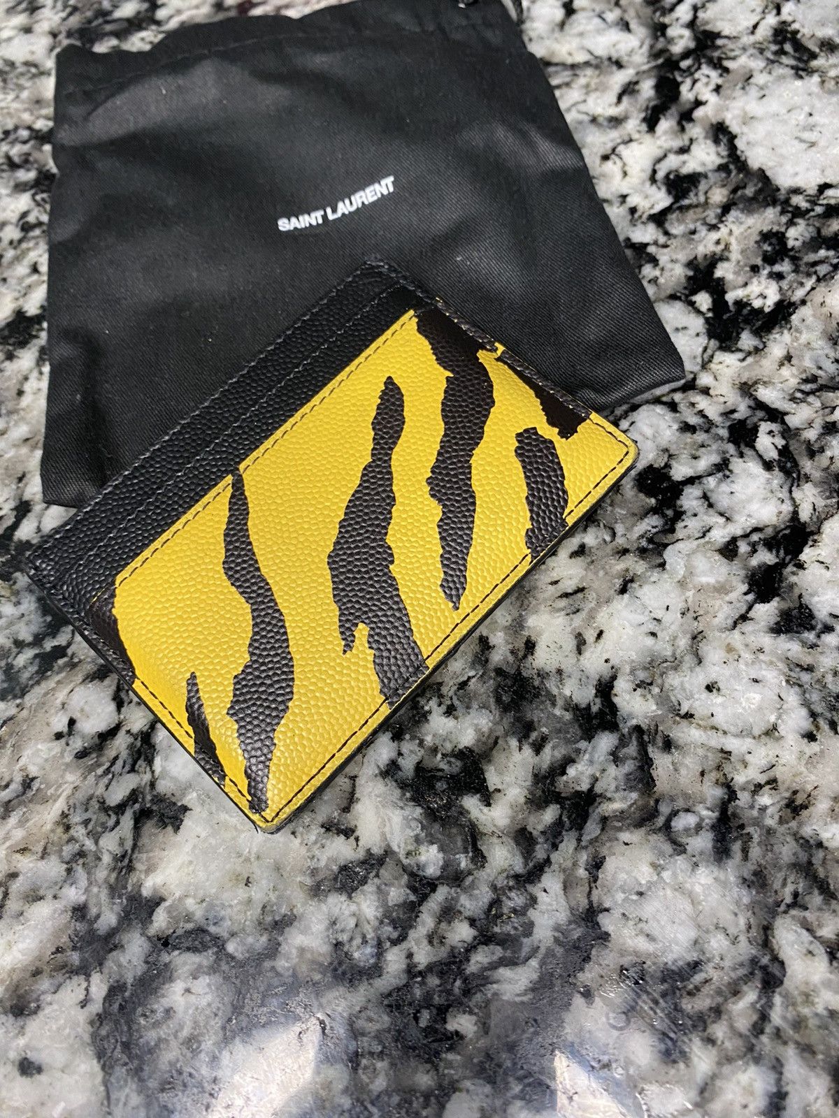 Saint Laurent Paris CARD CASE IN GRAIN DE POUDRE EMBOSSED ZEBRA PRINT LEATHER Size ONE SIZE - 2 Thumbnail