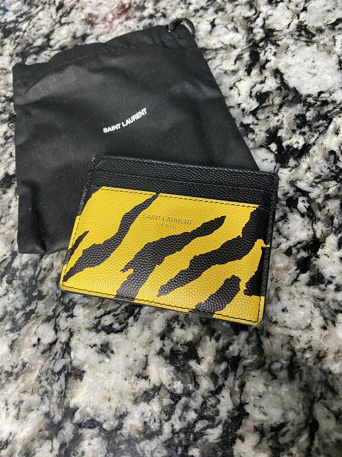 Saint Laurent Paris CARD CASE IN GRAIN DE POUDRE EMBOSSED ZEBRA PRINT LEATHER Size ONE SIZE - 1 Thumbnail
