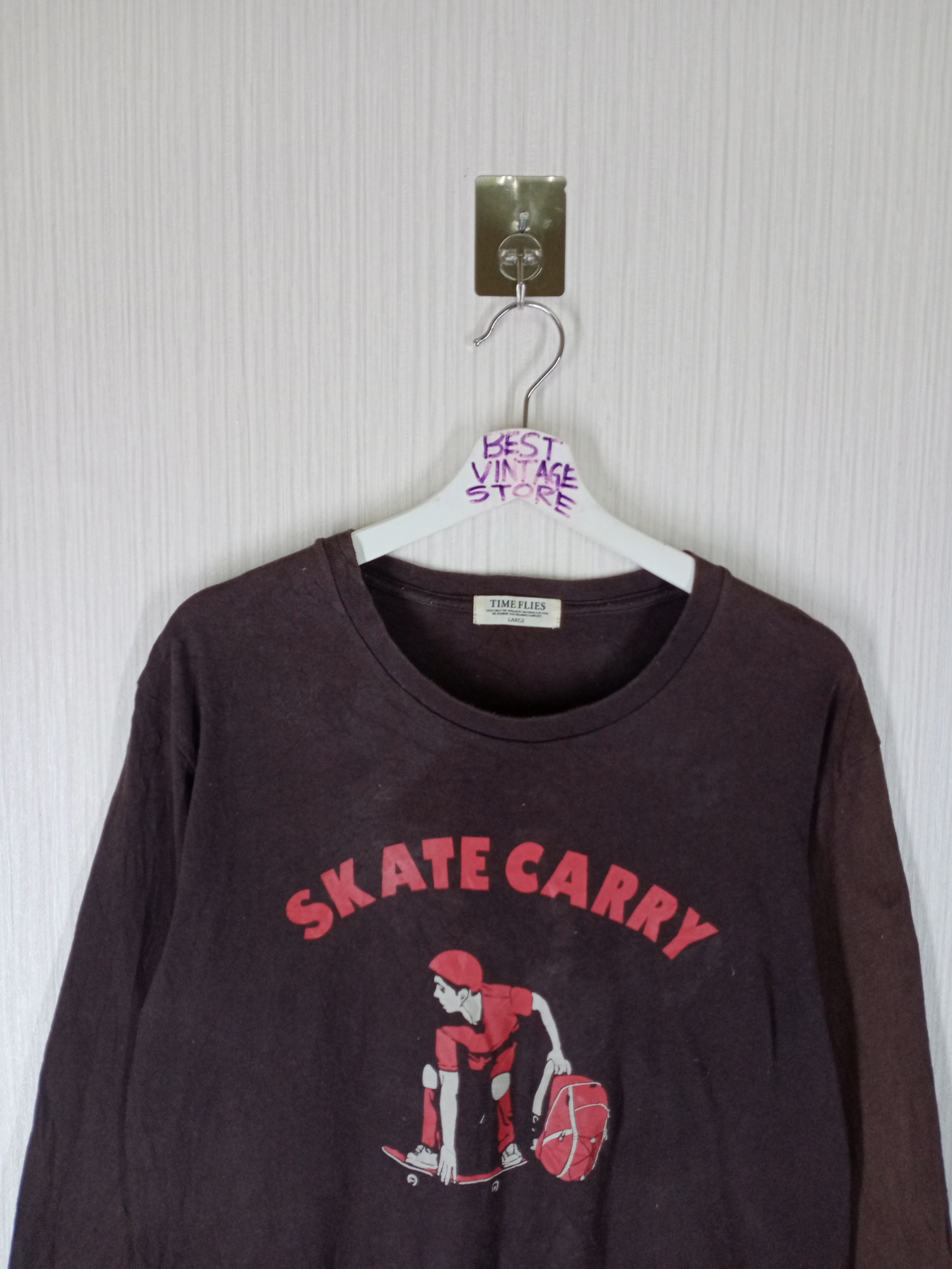 Vintage Skate Carry Long Sleeve Distressed Tshirt in Brown, Men's — image 2 of 4