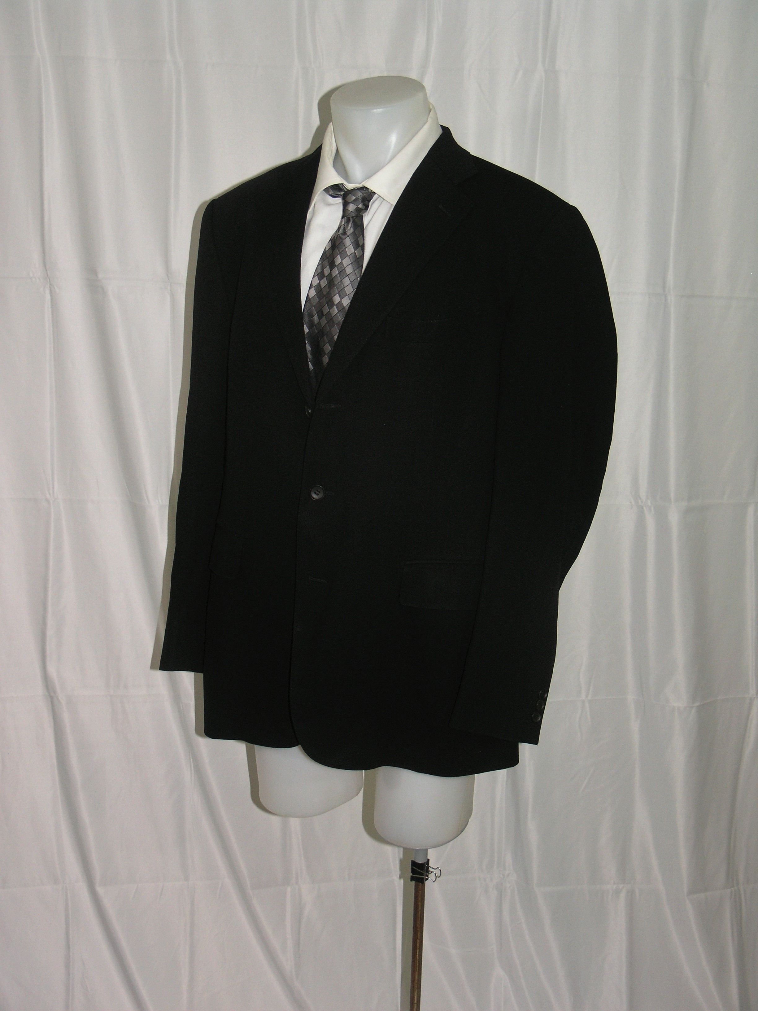 Men Black Tic Pattern Three Button Blazer Size 5