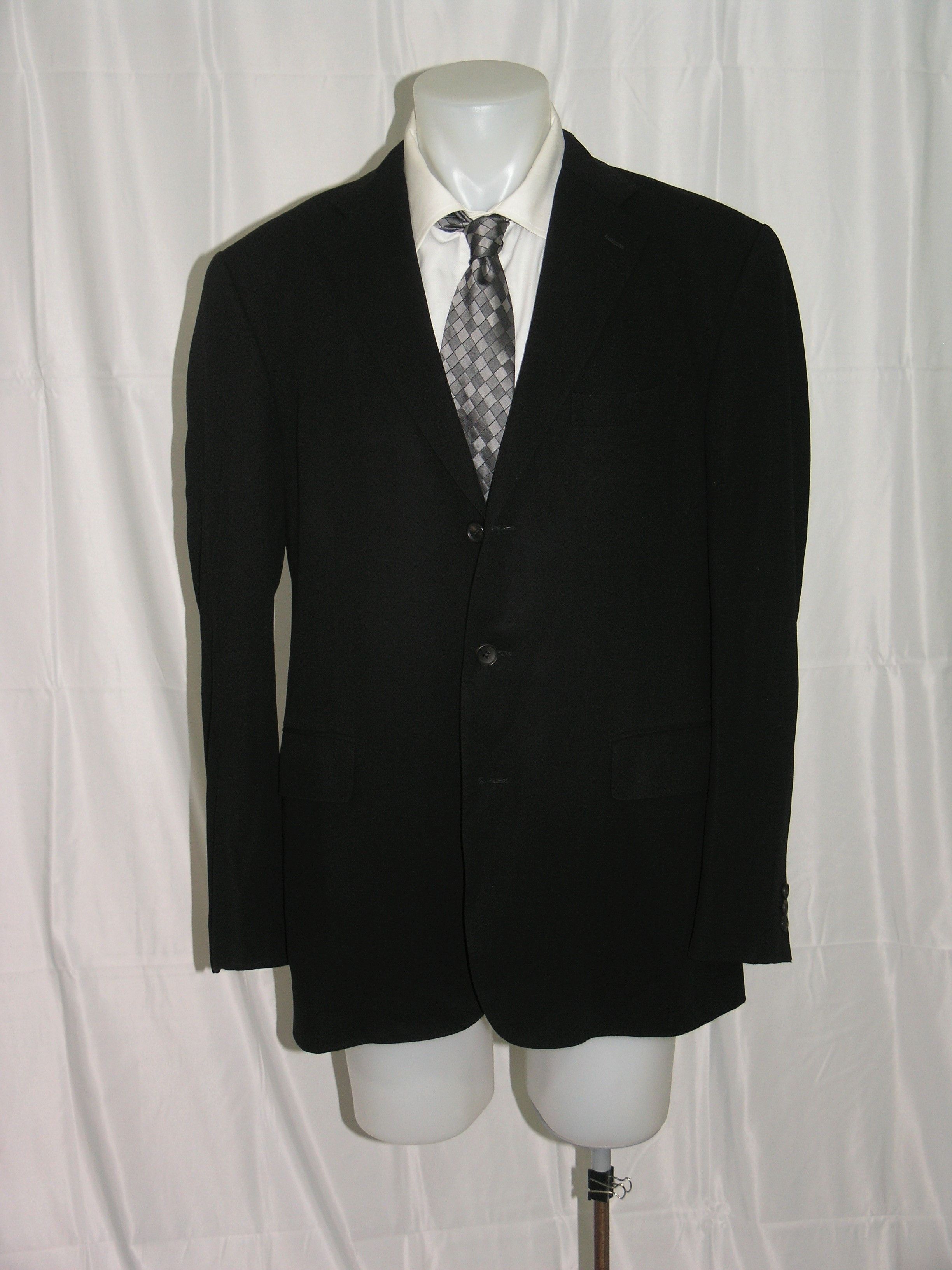 Men Black Tic Pattern Three Button Blazer Size 5