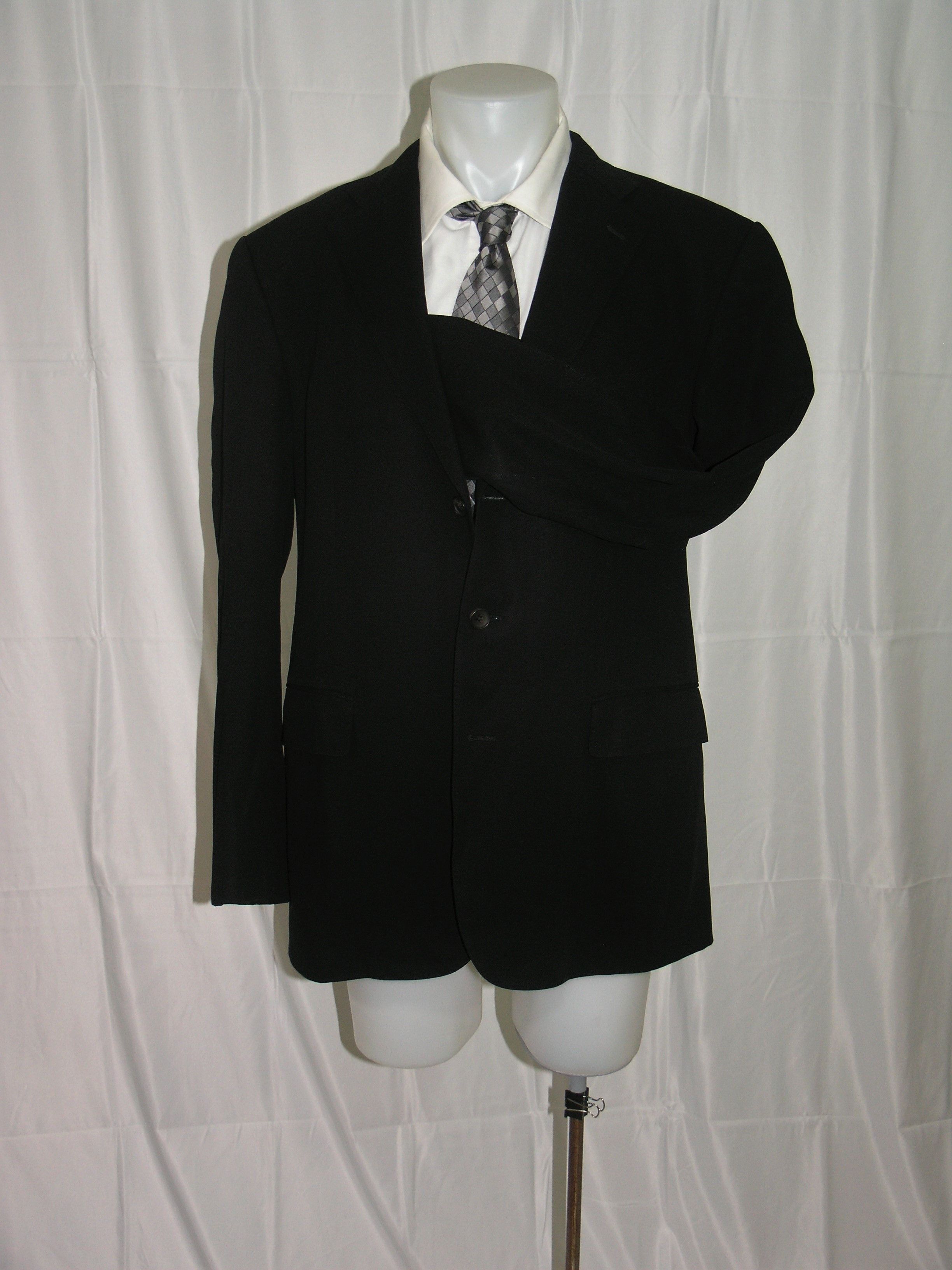 Men Black Tic Pattern Three Button Blazer Size 5