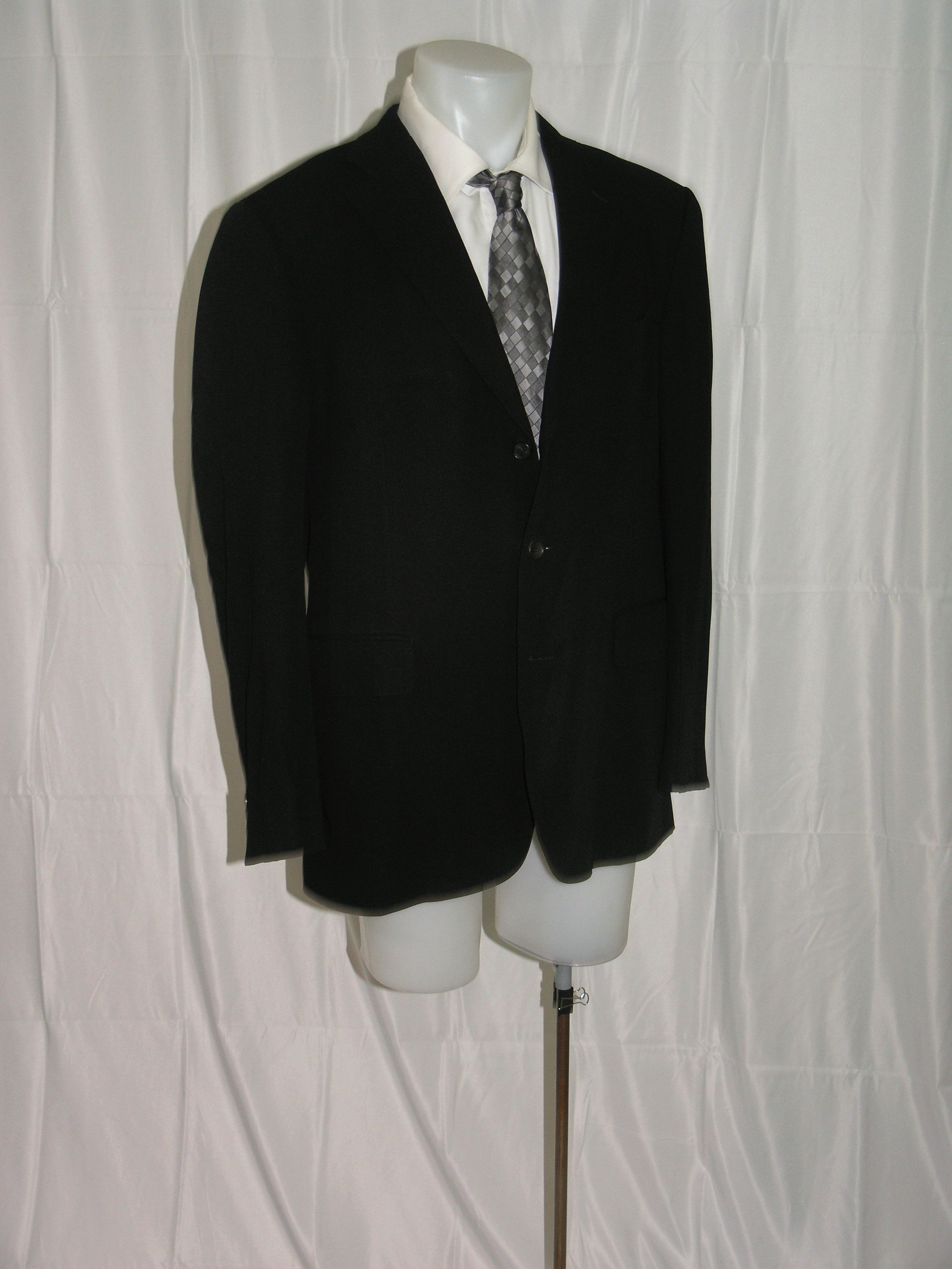 Men Black Tic Pattern Three Button Blazer Size 5