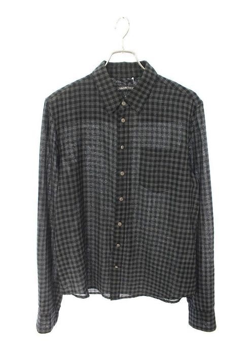 Chrome Hearts Chrome hearts flannel shirt with leather cross patch ...