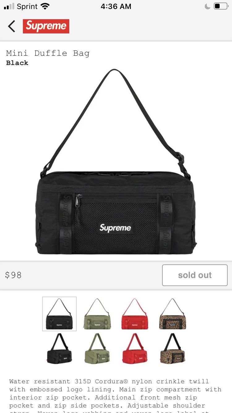 Buy Supreme Mini Duffle Bag 'Black' - FW20B9 BLACK