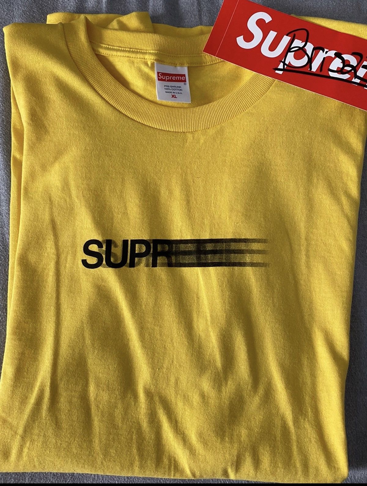 Supreme motion logo tee hot sale yellow