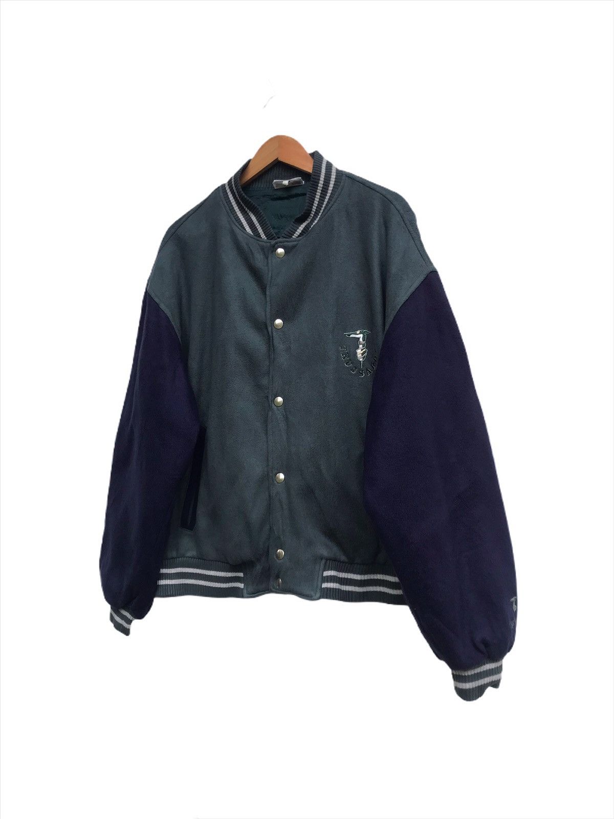 Trussardi Vintage Made in Italy Trussardi Fleece Varsity Jacket Size US XL / EU 56 / 4 - 2 Thumbnail