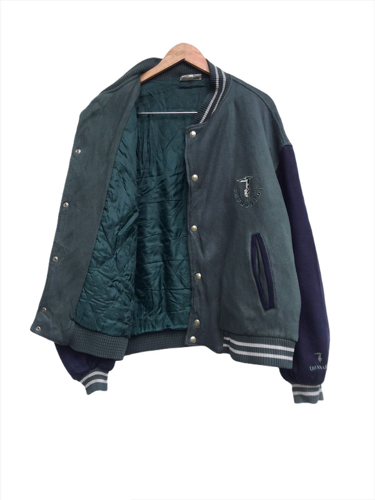Trussardi Vintage Made in Italy Trussardi Fleece Varsity Jacket Size US XL / EU 56 / 4 - 4 Thumbnail