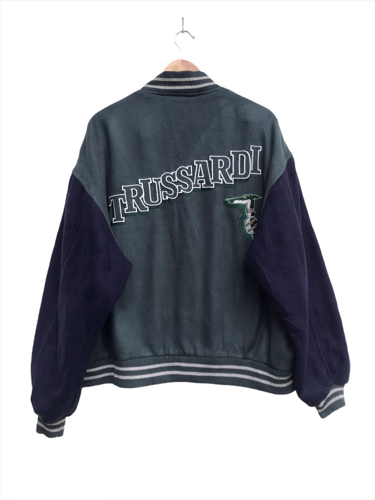 Trussardi Vintage Made in Italy Trussardi Fleece Varsity Jacket Size US XL / EU 56 / 4 - 1 Thumbnail