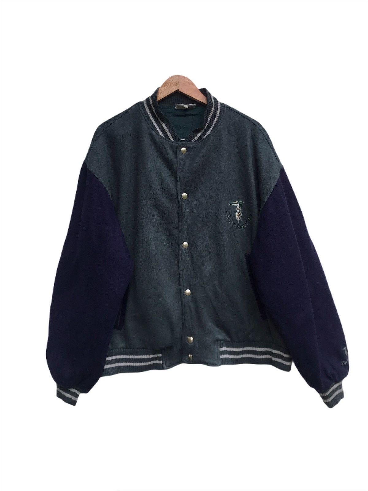 Trussardi Vintage Made in Italy Trussardi Fleece Varsity Jacket Size US XL / EU 56 / 4 - 3 Thumbnail